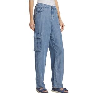 NWT Splendid Women’s Aven Denim High‎ Waisted Cargo Pants Straight Leg
